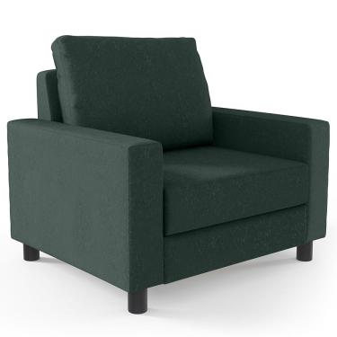 Imagem de Poltrona Decorativa Para Sala De Estar E Recepção Malta L02 Linho Verde Musgo - Lyam Decor