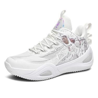 Imagem de Novetra Tênis de basquete masculino, leve, antiderrapante, com cadarço e absorção choque, cano médio, respirável, casual esportivo(White,38 BR)