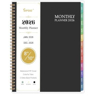 Imagem de Planejador/calendário 2025 - 20 cm x 25 cm, capa de PP transparente, abas coloridas 12 mensais, janeiro a dezembro de 2025, bolsos bilaterais - preta