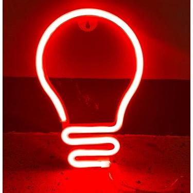 Imagem de YUANHUYUOU Lâmpada de neon, luz decorativa neon LED, luz decorativa em forma de sinal, carregamento USB e decoração interna de bateria (vermelho)