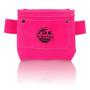 Imagem de GRAINTEX SS2294 Bolsa para unhas com clipe de couro de camurça cor rosa para construtores, eletricistas, encanadores, faz-tudo