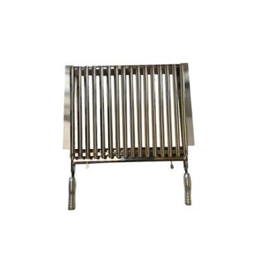 Imagem de Grelha Parrilla 68x40cm p/ Churrasqueira Pré-Moldada Abas Aço Inox - P