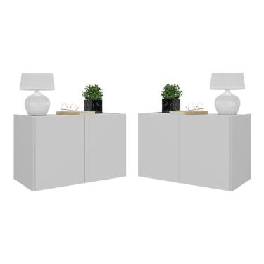 Imagem de Kit 2 Mesas De Cabeceira 2 Portas Mp4135 Branco Branco