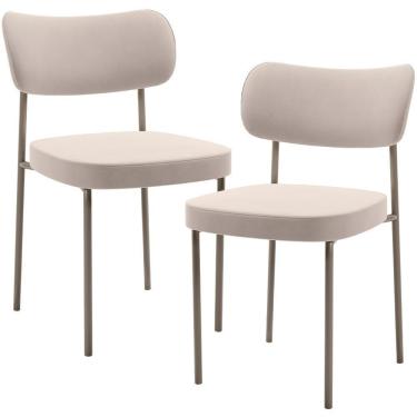Imagem de Kit 02 Cadeiras Para Sala De Jantar Melina Base Arena L02 Suede Bege - Lyam Decor