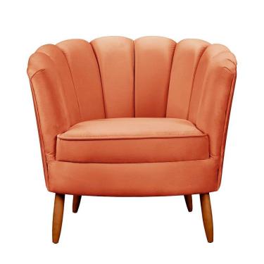 Imagem de Poltrona Ariel Petala Decorativa Com Pés De Madeira Speciale Home Terracota