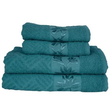 Imagem de Flabom Têxtil, Kit 4 Toalhas Olympia 2 Banho + 2 Rosto 100% Algodão Premium Macias e Super Absorventes Cor:Verde Canton