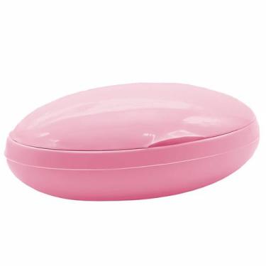Imagem de Porta Sabonete Infantil Rosa Linha Bebê e Mamãe Oval Com Tampa Plástic