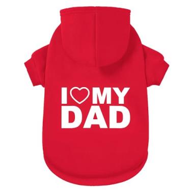 Imagem de GreenJoy Suéter de cachorro com capuz para cachorro casaco de clima frio moletom com capuz para filhotes, gatos, cães pequenos, médios e grandes (vermelho (I Love My Dad), grande/GG)