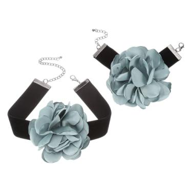 Imagem de PATIKIL Conjunto de colar de flores para mulheres, pulseira de gargantilha de veludo ajustável rosa, One Size, Algodão, Âmbar