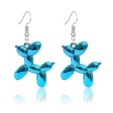 Imagem de Dreuyet Brincos femininos de balão para cães brilhantes 3D com balões de geleia para cães com pingente de poodle de resina colorida, pingentes fofos, joias de animais, presentes de aniversário, Middle