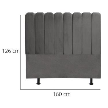 Imagem de Cabeceira Estofada Cama Box Queen 160 Cm Maitê Suede Cor:cinza Escuro