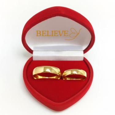 Imagem de Par de alianças tradicional banhadas a ouro 18k - BELIEVE JEWELRY