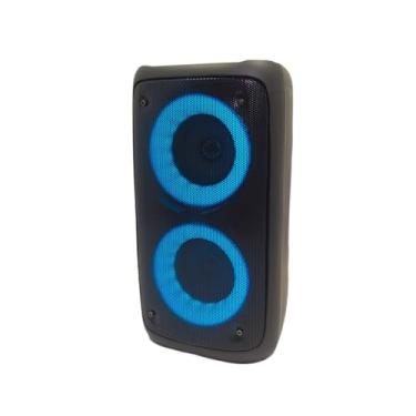 Imagem de Caixa de Som 2x5W com LED | Bluetooth, Rádio FM, USB, Micro SD, Aux e Entrada P10 | Speaker 3” Duplo | Bateria 2400mAh | Som Forte para Festa, Karaokê, Treinos e Eventos