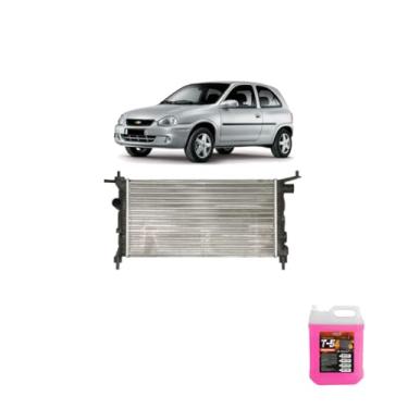 Imagem de Kit Radiador GM Corsa 94/02 8V Sem Ar + Aditivo Radiadornaq Rosa 5 Litros