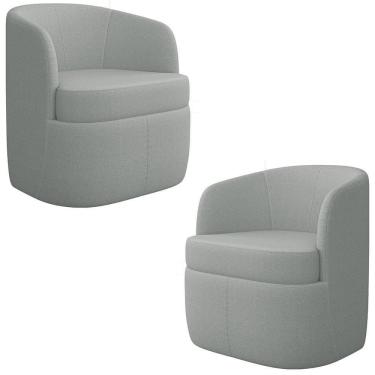 Imagem de Kit 2 Poltronas Giratória Decorativa Para Sala Dandara Z08 Boucle Cinza Claro - Mpozenato