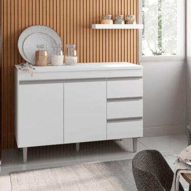 Imagem de Balcão Gabinete De Pia Para Cozinha Sem Tampo 120cm Andréia Branco- Mabe Magazine