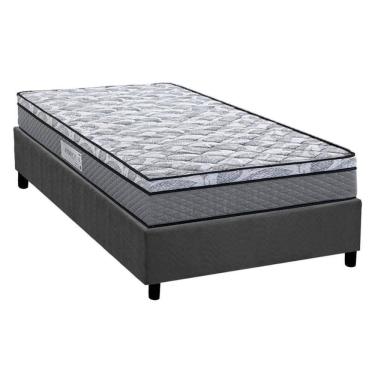 Imagem de Cama Box Solteiro: Colchão Ortopédico Herval D60 - Ag65 Perpetual + Base Crc Suede Gray (88x188)