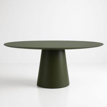 Imagem de Mesa De Jantar Cone Oval 244x137 Cm Laca Verde Musgo