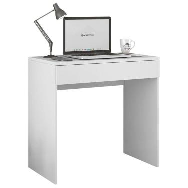 Imagem de Mesa Escrivaninha Estudo Loft Minimalista Bp 100% Mdf 80cm Com 01 Gaveta Branco - Abmaza