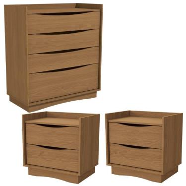 Imagem de Comoda 4 Gavetas 02 Mesas De Cabeceira 2 Gavetas M26061 Kappesberg Canela