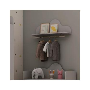 Imagem de Prateleira Decorativa com Cabideiro 80cm Nuvem Fendi Genialflex