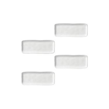 Imagem de Conjunto de Travessas Retangulares Pequenas Porto Brasil Orgânico New White 22x9,5cm - 4 Peças
