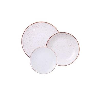 Imagem de Jogo de Pratos Tramontina Rústico Marrom em Porcelana Decorada 12 Peças