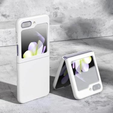 Imagem de Capa com toque aveludado para Samsung Galaxy Z Flip 3 4 5 6 7 5g Flip6 Flip5 - Capa protetora (Para Samsung Z Flip3/Branco)