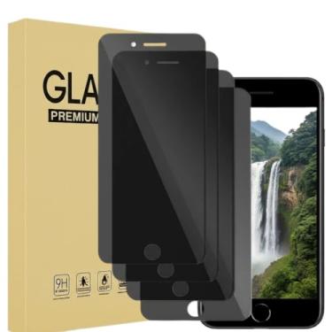 Imagem de (Pacote com 4) Protetor de tela de privacidade projetado para iPhone 8 Plus e iPhone 7 Plus 5,5 polegadas, vidro temperado antiespião, antiarranhões, sem bolhas