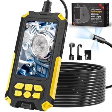 Imagem de Câmera de endoscópio de lente tripla com luz, boroscópio 1080p com cartão de 32 GB - IP68 e câmera de inspeção de esgoto de 11,4 cm com cabo semirrígido de 16,5 m, presentes de dia dos pais para o pai