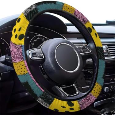 Imagem de GENANY Capa de volante assustadora fantasia de Natal, aderência de roda de neoprene antiderrapante, protetor de roda de motorista respirável, acessórios de carro que absorvem o suor, presentes