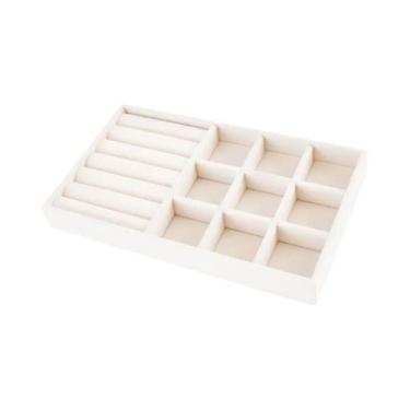 Imagem de 1 unidade, bandeja de joias para caixa de joias flocada, cor: bege - o