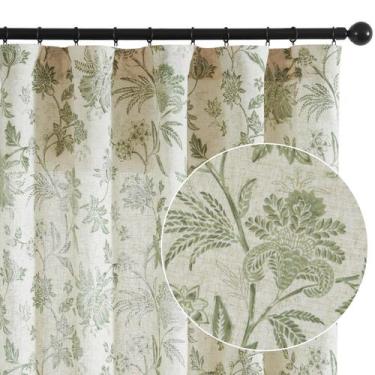 Imagem de Cortinas jinchan Linen Floral 160x160cm Light Filtering Green