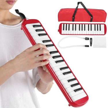 Imagem de Ejoyous Melódica de 32 Teclas Com Bolsa de Transporte, Instrumento Musical de Teclado de Piano de Ar Com Bocal Curto Maçarico Macio para Iniciantes, Educação Musical (Vermelha)