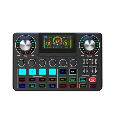 Imagem de Walmeck Cartão de Som Ao Vivo, Tela de Estéreo 3D Mixer de áudio para Desktop, Console de Som de Altura Ajustável Com Equipamento de DJ para Streaming Ao Vivo Podcasting (Preto)