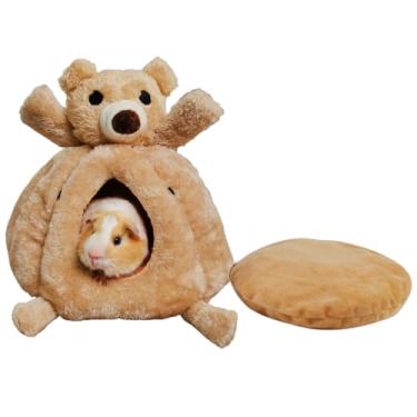 Imagem de Copfeu Esconderijo de coelho com almofada de algodão lavável removível, casa de hamster e esconderijo de lã para porquinho-da-índia para furão, chinchila, planador de açúcar, esquilo, esconderijo de