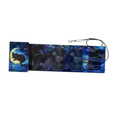 Imagem de Fiocias Estojo Porta-cartões com Cordões Resistentes, Ideal para Guardar Cartas de Baralho E Outros Itens, Bolsa Organizadora para Mesa, Gato Da Lua
