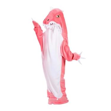 Imagem de Macaquinho De Dinossauro Para Adultos,Flanela Ajuste Folgado,Cobertor Vestivel De Dinossauro Com Capuz - Para Namorado Esposa Mulheres Homens Halloween Natal Festa Desfile