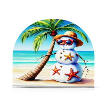 Imagem de Qilmy Porta-guardanapos de acrílico para boneco de neve, suporte de lenços de mesa independente, dispensador de papel de coquetel para cozinha, jantar, restaurante, bar, decoração, 1 pacote