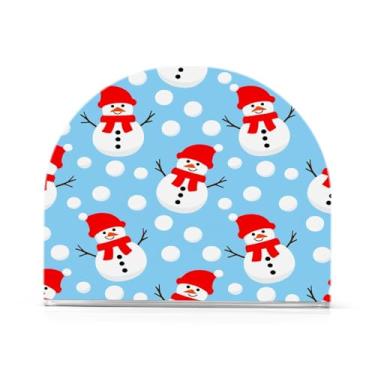 Imagem de JUZIHAI Porta-guardanapos de boneco de neve de Natal para mesa, dispensador de guardanapo de acrílico, suporte de lenços independente de mesa para cozinha, jantar, bar, festa, decoração de casa