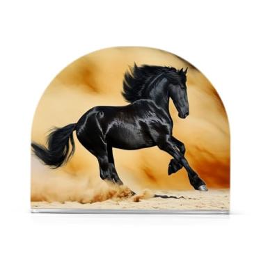 Imagem de Qilmy Porta-guardanapos de acrílico Black Horse, suporte de lenços de mesa independente transparente, dispensador de papel de coquetel para cozinha, jantar, restaurante, bar, decoração, 1 pacote