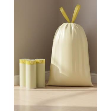 Imagem de Sacos de lixo de 4 galões, sacos de lixo com cordão, alças fortes com cordão, amarelo claro, saco de 45 unidades