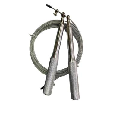 Imagem de Corda De Saltar Com Rolamentos E Cabo De AçO, Fitness(GROSSA(Prata))