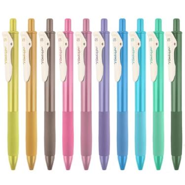 Imagem de Dlicoda Canetas esferográficas retráteis, 10 canetas coloridas de tinta gel para diário, desenho, rabiscos e anotações, caneta de ponta fina de 0,5 mm com tinta de secagem rápida (multicolorida)