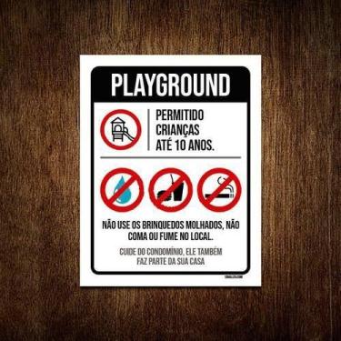 Imagem de Kit 10 Placas Regras Normas Uso Playground - Sinalizo.Com