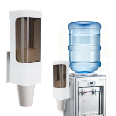 Imagem de Dispensador de copos montado na parede, suporte de copo de papel de plástico para refrigerador de água, suporte de copo de banheiro, suporte descartável de 85 g-142 g com adesivo/suporte de parafuso