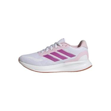 Imagem de adidas Tênis infantil unissex Run Falcon 5, Branco/Rosa Claro/Goma, 15