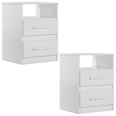 Imagem de Kit 2 Mesas De Cabeceira Apolo 2 Gav 46cm Branco Moval