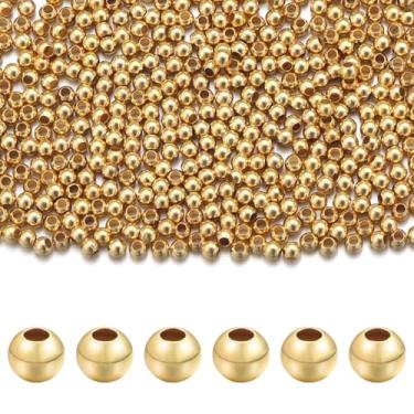 Imagem de Chuyau 600 peças de contas espaçadoras preenchidas com ouro 18 k de 2 mm para fabricação de joias, contas de latão de metal liso sem costura para pulseiras faça você mesmo, colar, brinco, artesanato
