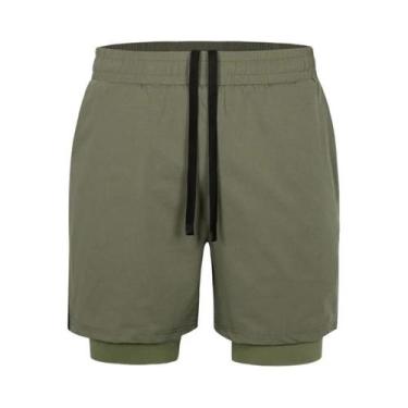 Imagem de Shorts Esportivos Masculinos 2 Em 1 De Secagem Rápida Para Treino, Aca